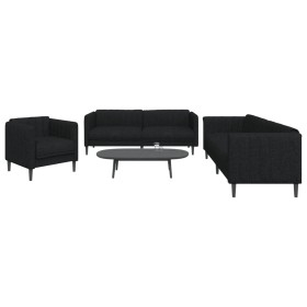 Dreiteiliges Sofaset in schwarzem Stoff. von , Sofas - Ref: Foro24-3209231, Preis: 718,99 €, Rabatt: %