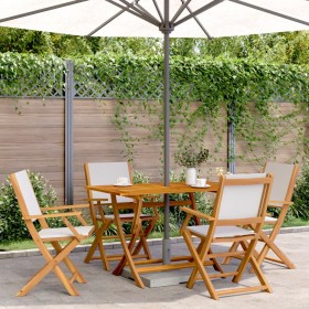 Garden dining set, 5 pieces, solid wood with cream white fabric. by , Garden sets - Ref: Foro24-3281700, Price: 336,88 €, Dis...