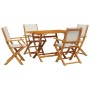 Set de comedor de jardín 5 pzas tela madera maciza blanco crema de , Conjuntos de jardín - Ref: Foro24-3281700, Precio: 337,2...