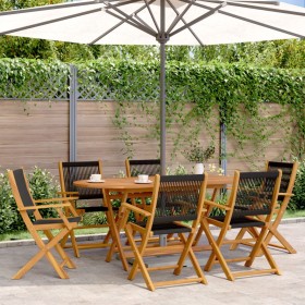 7-piece garden dining set made of solid black polypropylene wood. by , Garden sets - Ref: Foro24-3281709, Price: 542,99 €, Di...