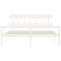 Double bed for seniors with white solid wood headboard by vidaXL, Beds and slatted bases - Ref: Foro24-3195432, Price: 181,62...