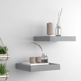 Set of 2 gray MDF floating wall shelves 23x23.5x3.8 cm by vidaXL, Shelves and shelves - Ref: Foro24-323845, Price: 19,20 €, D...