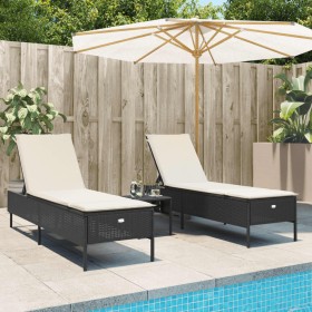 Liegestühle mit Kissen, 2 Stück, aus schwarzem synthetischem Rattan. von , Liegen - Ref: Foro24-3261587, Preis: 284,99 €, Rab...