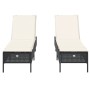 Sun loungers with cushions 2 units synthetic black rattan by , Loungers - Ref: Foro24-3261587, Price: 284,97 €, Discount: %