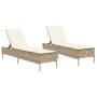 Sun loungers with cushions 2 units synthetic rattan beige by , Loungers - Ref: Foro24-3261591, Price: 290,27 €, Discount: %