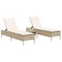 Sun loungers with cushions 2 units synthetic rattan beige by , Loungers - Ref: Foro24-3261591, Price: 290,27 €, Discount: %