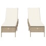 Sun loungers with cushions 2 units synthetic rattan beige by , Loungers - Ref: Foro24-3261591, Price: 290,27 €, Discount: %