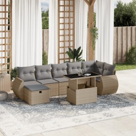 Gartensofa-Set und Kissen, 8-teilig, aus synthetischem Rattan in Beige. von , Gartensets - Ref: Foro24-3275149, Preis: 615,51...