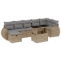 Garden sofa set with 8 pieces of synthetic beige rattan and cushions. by , Garden sets - Ref: Foro24-3275149, Price: 622,40 €...