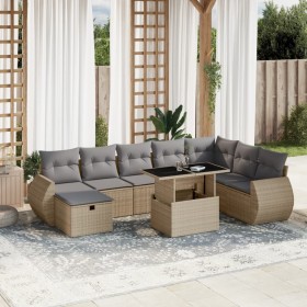 Gartensofagarnitur 9-teilig mit Kissen aus synthetischem Rattan in Beige. von , Gartensets - Ref: Foro24-3275189, Preis: 671,...