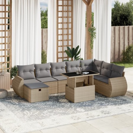 Gartensofagarnitur 9-teilig mit Kissen aus synthetischem Rattan in Beige. von , Gartensets - Ref: Foro24-3275189, Preis: 679,...