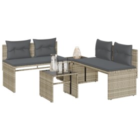 Garden sofa set 4 pieces with gray synthetic rattan cushions by , Garden sets - Ref: Foro24-4003883, Price: 283,99 €, Discoun...