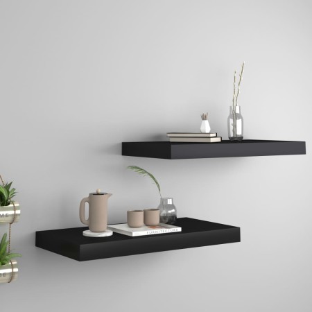 Floating wall shelves 2 units black MDF 50x23x3.8 cm by vidaXL, Shelves and shelves - Ref: Foro24-323830, Price: 26,33 €, Dis...