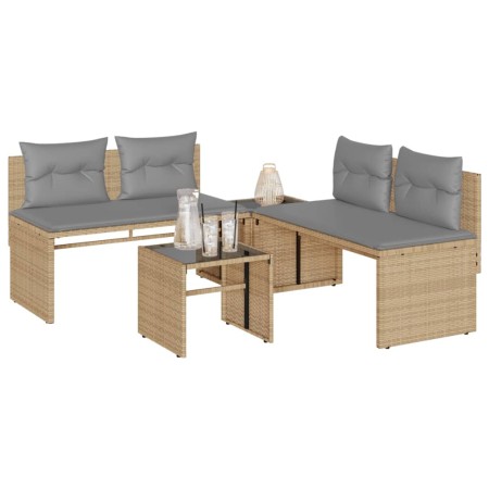 Garden sofa set with 4-piece synthetic rattan beige cushions by , Garden sets - Ref: Foro24-4003881, Price: 283,42 €, Discoun...