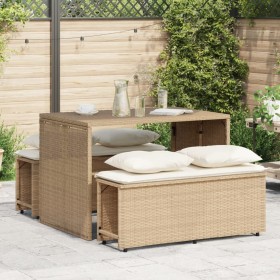 Garten-Essgruppe 3-teilig mit Kissen aus synthetischem Rattan in Beige. von , Gartensets - Ref: Foro24-4003906, Preis: 242,41...