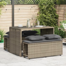 3-piece garden dining set with gray synthetic rattan cushions by , Garden sets - Ref: Foro24-4003904, Price: 242,99 €, Discou...