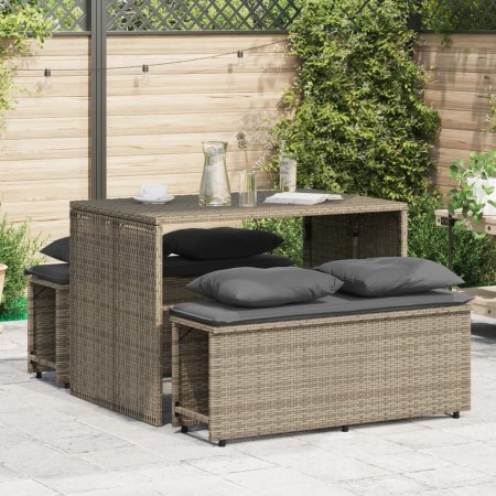 Garten-Essgruppe, 3-teilig, mit grauen Polstern aus synthetischem Rattan. von , Gartensets - Ref: Foro24-4003904, Preis: 242,...