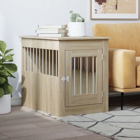 Engineered wood dog crate in Sonoma oak, 55x75x65 cm by , Dog kennels - Ref: Foro24-847489, Price: 97,72 €, Discount: %