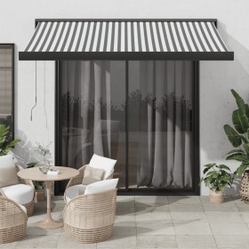 Retractable awning made of aluminum and anthracite and white fabric, measuring 3.5x2.5 meters. by , Awnings - Ref: Foro24-321...