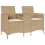 Zweier-Gartensofa mit Tisch und Kissen aus beigem PE-Rattan. von , Outdoor-Sofas - Ref: Foro24-4003888, Preis: 138,71 €, Raba...