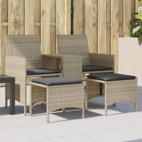 Garden sofa 2 seats with table and stools in light gray PE rattan by , Outdoor sofas - Ref: Foro24-4003895, Price: 187,99 €, ...