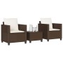 Garden chairs and table with cushions 3 pieces brown PE rattan by , Garden sets - Ref: Foro24-4003897, Price: 233,81 €, Disco...