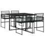 5-piece black synthetic rattan garden dining set by , Garden sets - Ref: Foro24-3295048, Price: 411,39 €, Discount: %