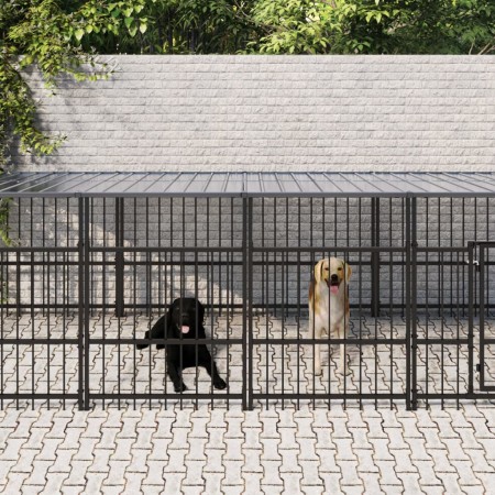 Outdoor dog kennel with steel roof 7.51 m² by , Dog kennels and fences - Ref: Foro24-3124609, Price: 668,61 €, Discount: %