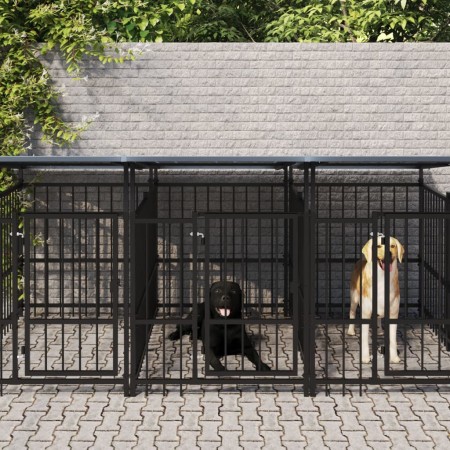 Outdoor dog kennel with a steel roof, 9.38 m² by , Dog kennels and fences - Ref: Foro24-3124592, Price: 1,00 €, Discount: %