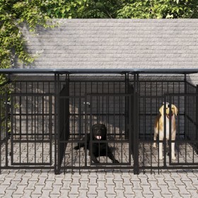 Outdoor dog kennel with steel roof 5.63 m² by , Dog kennels and fences - Ref: Foro24-3124590, Price: 747,07 €, Discount: %