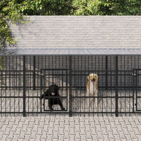 Outdoor dog kennel with steel roof 7.51 m² by , Dog kennels and fences - Ref: Foro24-3124668, Price: 807,99 €, Discount: %