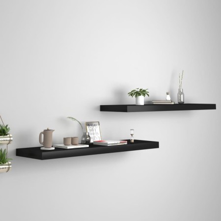 Set of 2 black MDF floating wall shelves 90x23.5x3.8 cm by vidaXL, Shelves and shelves - Ref: Foro24-323839, Price: 38,61 €, ...