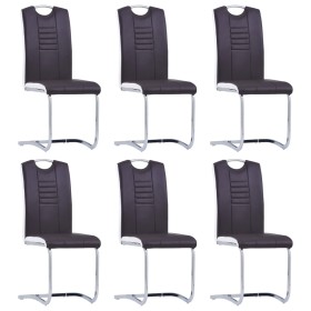 6 brown synthetic leather cantilever dining chairs by , dining chairs - Ref: Foro24-278834, Price: 437,99 €, Discount: %