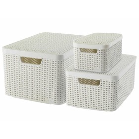 Curver Storage baskets with lid Style 3 units white 240652 by , Storage baskets - Ref: Foro24-421844, Price: 61,99 €, Discoun...