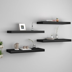 Floating wall shelf 4 pcs MDF black 60x23.5x3.8 cm by vidaXL, Shelves and shelves - Ref: Foro24-323834, Price: 51,05 €, Disco...