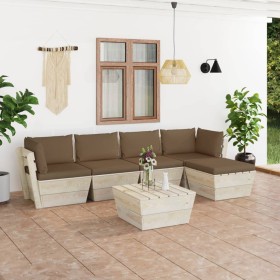 Garden furniture made of 6 pieces of pallets and fir wood cushions. by , Garden sets - Ref: Foro24-3063512, Price: 492,02 €, ...