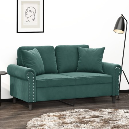 Zweiplätziges Sofa mit dunkelgrünen Samtkissen, 120 cm. von , Sofas - Ref: Foro24-3200937, Preis: 262,11 €, Rabatt: %