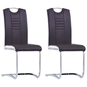 Sillas de comedor voladizas 2 unidades cuero sintético marrón de , Sillas de comedor - Ref: Foro24-281775, Precio: 159,99 €, ...