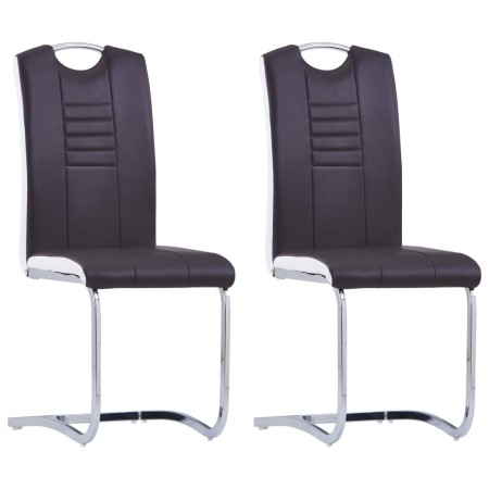 Sillas de comedor voladizas 2 unidades cuero sintético marrón de , Sillas de comedor - Ref: Foro24-281775, Precio: 149,36 €, ...