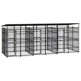 Outdoor dog kennel with a steel roof 11.06 m² by , Dog kennels and fences - Ref: Foro24-3098015, Price: 1,00 €, Discount: %