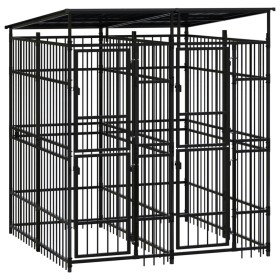 Outdoor dog kennel with a steel roof, 3.69 m² by , Dog kennels and fences - Ref: Foro24-3097947, Price: 905,99 €, Discount: %