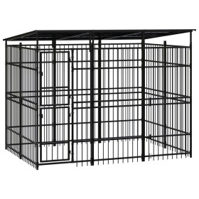 Outdoor dog kennel with a steel roof, 5.53 m² by , Dog kennels and fences - Ref: Foro24-3097966, Price: 959,99 €, Discount: %