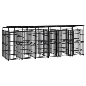 Outdoor dog kennel with a steel roof 11.06 m² by , Dog kennels and fences - Ref: Foro24-3097951, Price: 2,00 €, Discount: %