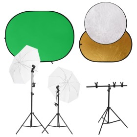 Photography studio kit with lights, backdrop, and reflector by , Flashes and studio lighting - Ref: Foro24-3143954, Price: 15...