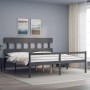 Double bed for seniors gray solid wood headboard by vidaXL, Beds and slatted bases - Ref: Foro24-3195433, Price: 165,89 €, Di...