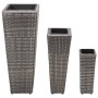 Set of 3 pieces of synthetic gray rattan flowerbeds by , Pots and planters - Ref: Foro24-45424, Price: 79,93 €, Discount: %