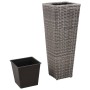 Set of 3 pieces of synthetic gray rattan flowerbeds by , Pots and planters - Ref: Foro24-45424, Price: 79,93 €, Discount: %