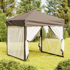 Folding party tent with taupe gray walls 2x2 m by , Tents and gazebos - Ref: Foro24-93512, Price: 117,99 €, Discount: %