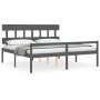 Double bed for seniors gray solid wood headboard by vidaXL, Beds and slatted bases - Ref: Foro24-3195433, Price: 165,89 €, Di...