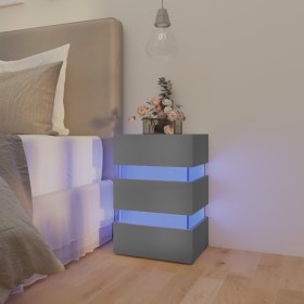 Mesita de noche luz LED madera de ingeniería gris 45x35x67 cm de , Mesitas de noche - Ref: Foro24-326842, Precio: 101,46 €, D...